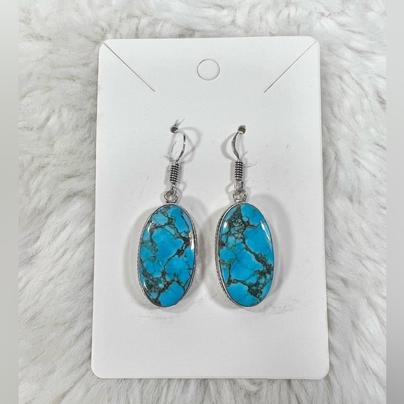 Exquisite Turquoise 925 Large Stone Gemstone Necklace & Earrings - Picture 4 of 9